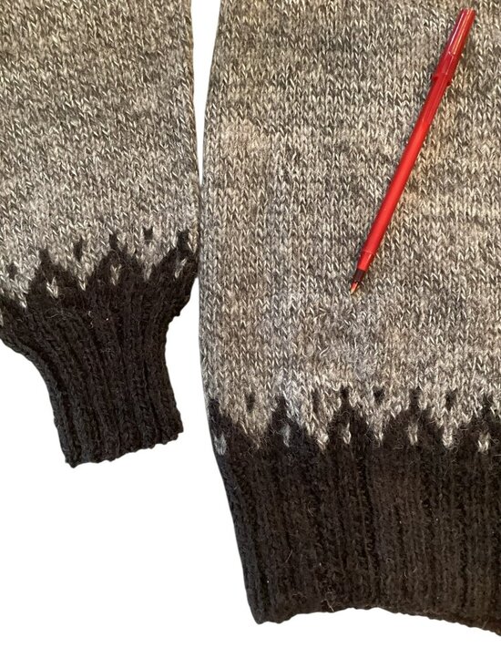 Handmade Milagros Imports Alpaca Wool Sweater Nordic Pattern Black/Grey/White Wo - Picture 14 of 15